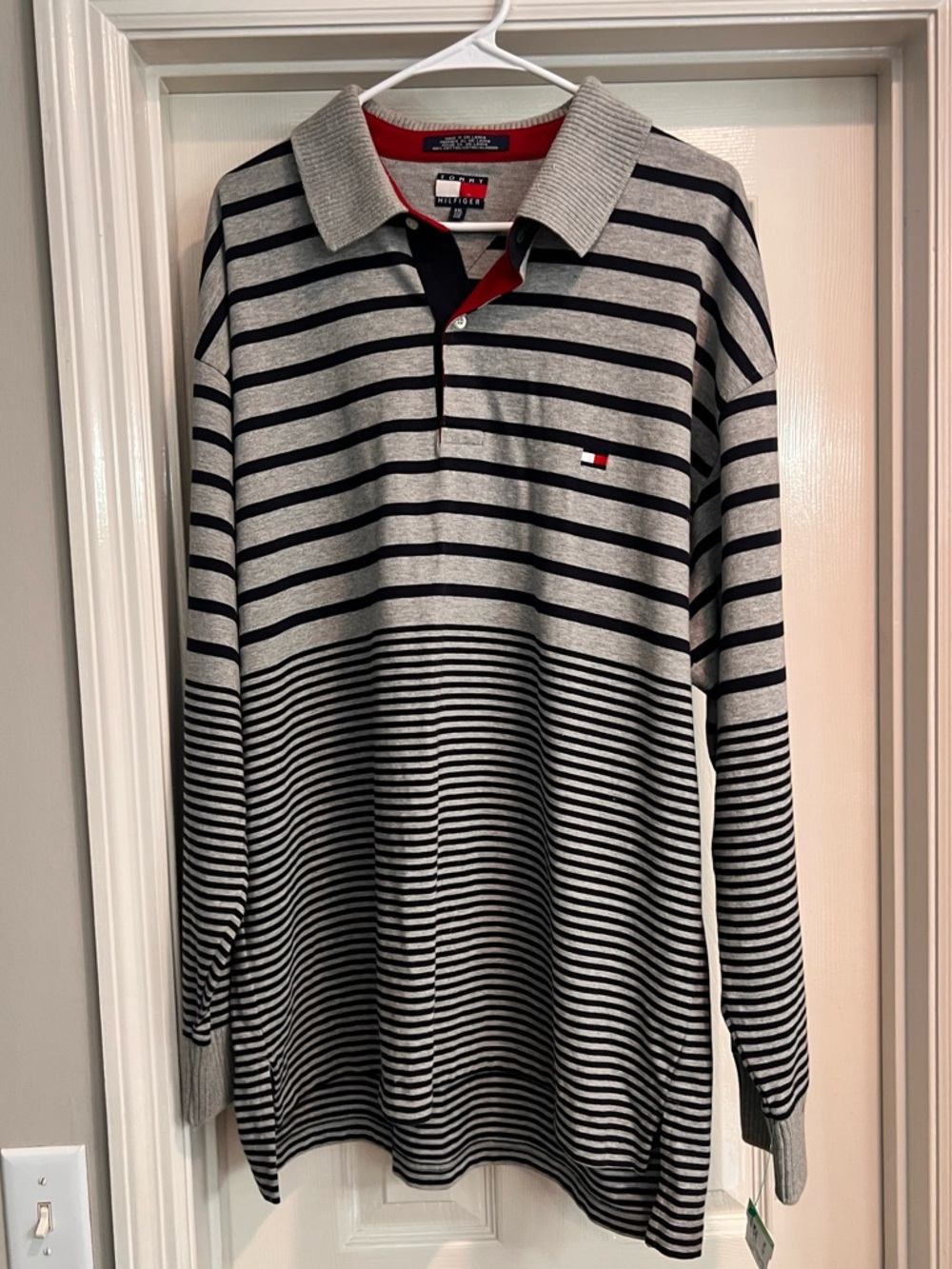 Tommy Hilfiger Gray & Navy Striped Long-Sleeve Polo